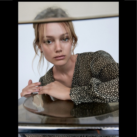 ZARA BLACK/ BEIGE PRINT DRESS - Picture 4 of 11